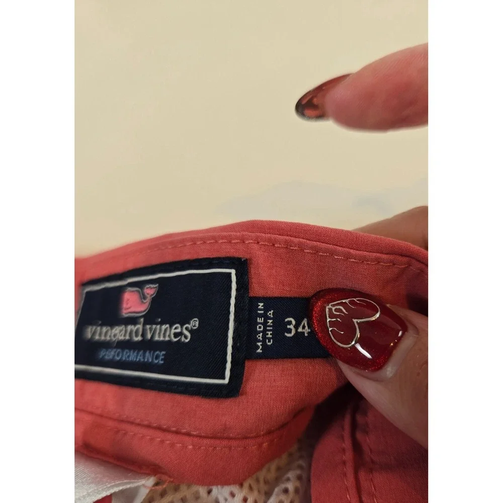 Vineyard Vines Shorts Men's 34 Red Performance Breaker Golf Preppy FLAW